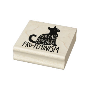 Pro-cats pro-choice pro-feminism black cat rubber stamp