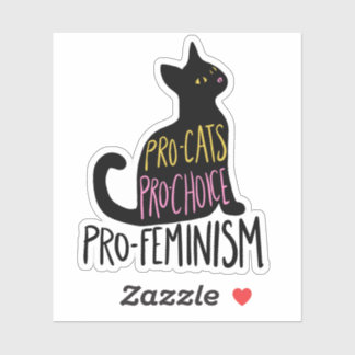 Pro-cats pro-choice pro-feminism black cat sticker