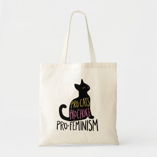 Pro_cats pro_choice pro_feminism black cat tote bag