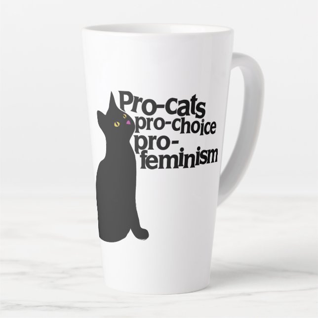 pro-cats pro-choice pro-feminism latte mug (Right Angle)