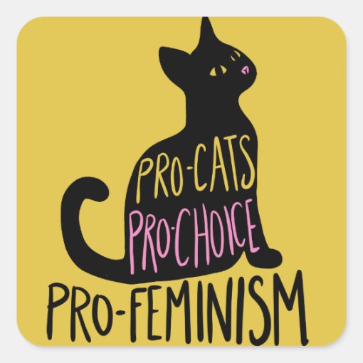 Pro-cats Pro-choice pro-feminism Square Sticker | Zazzle
