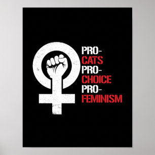 Pro-Cats Pro-Choice Pro-Feminism -- white - Poster
