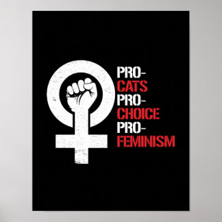 Pro-Cats Pro-Choice Pro-Feminism --  white - Poster