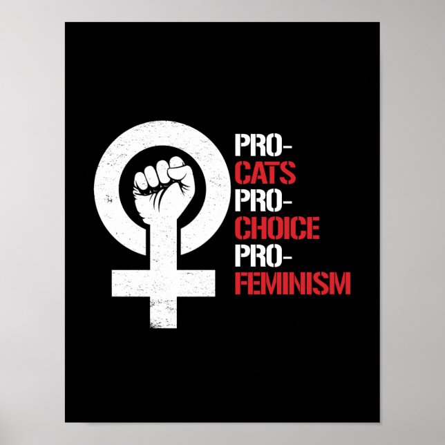 Pro-Cats Pro-Choice Pro-Feminism --  white - Poster (Front)