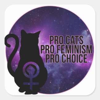 Pro Cats, Pro Feminism, Pro Choice. Square Sticker