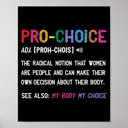 Pro Choice Definition Feminist Rights My Body My C Poster