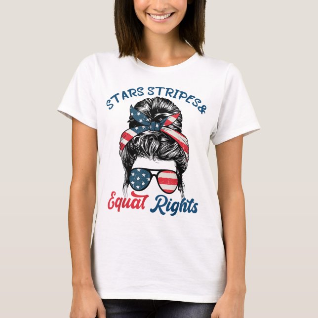 Pro Choice Feminist Stars Stripes Equal Rights Mes T-Shirt (Front)