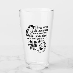 Pro Choice Humor Retro Political Cartoon Glass