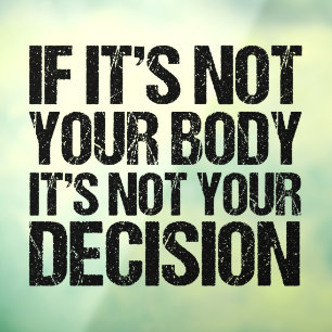 Pro Choice Not Your Body Not Your Decision Window Cling