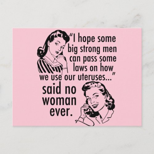 Pro Choice Political Cartoon Retro Feminist Humor Postcard