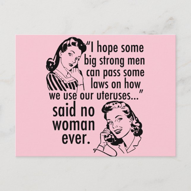 Pro Choice Political Cartoon Retro Feminist Humor Postcard (Front)