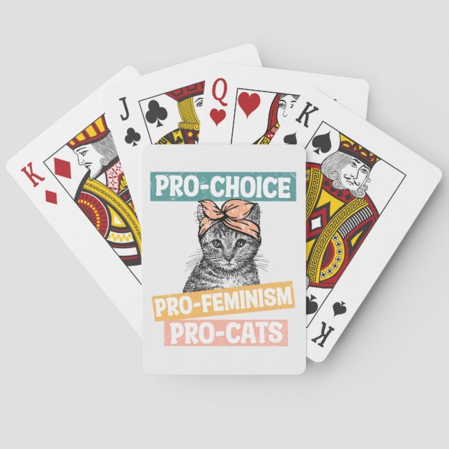 Pro-Choice, Pro-Feminism, Pro-Cat | Cat Lover Poker Cards (Back)