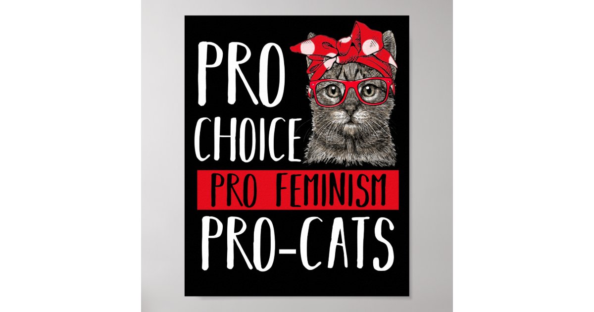 Pro Choice Pro Feminism Pro Cats Cat With Bandana Poster | Zazzle