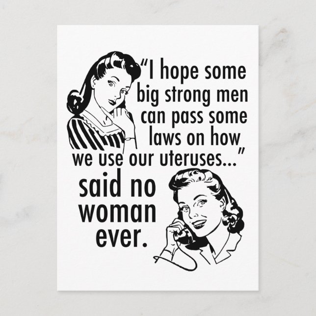Pro Choice Retro Feminist Political Cartoon Humor Postcard (Front)