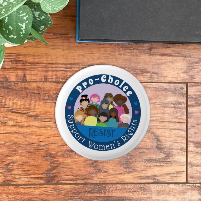 Pro-Choice Support Women's Rights Pin Button (Pro-choice white and blue feminist pin button . )