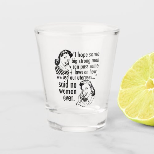 Pro Choice Vintage Feminist Political Cartoon Shot Glass