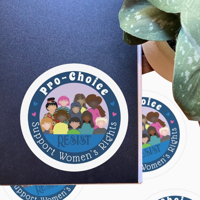 Pro-Choice White and Blue Round Sticker (Pro-choice large stickers .)