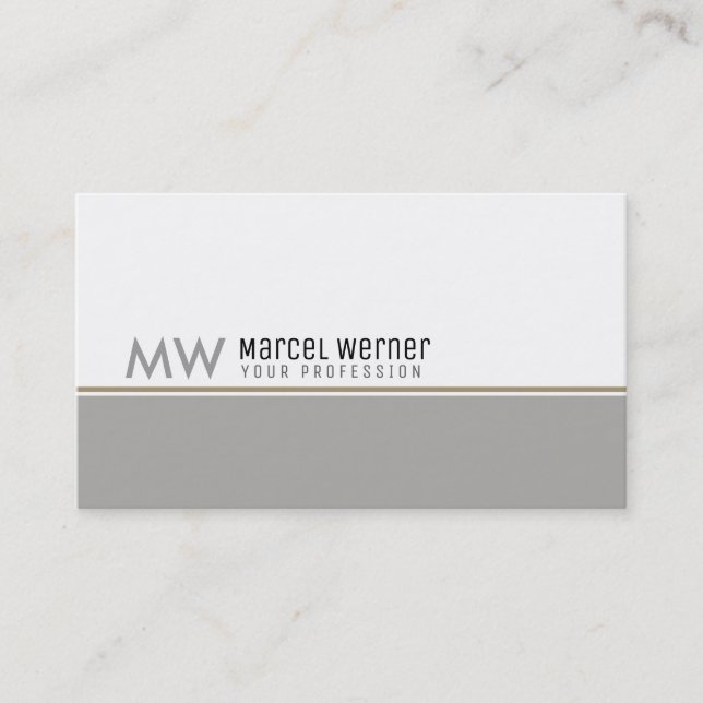 pro corporate classy white & gray monogrammed business card (Front)