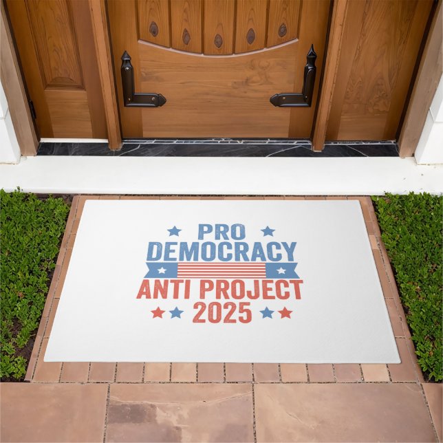 Pro Democracy Anti Project 2025 Republican Trump Doormat (Outdoor)