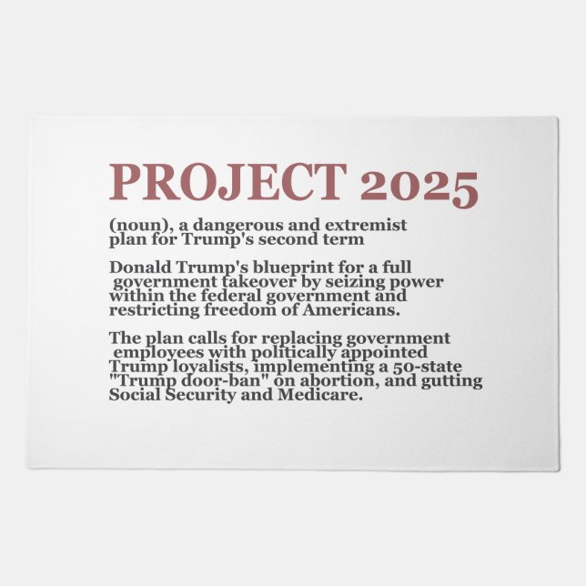 Pro Democracy Anti Project 2025 Republican Trump  Doormat (Front)