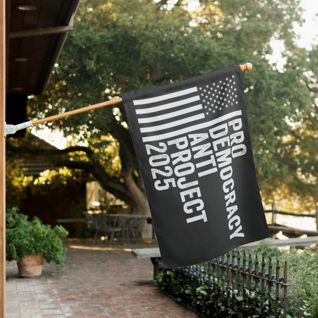 Pro Democracy Anti Project 2025 Republican Trump House Flag (In SItu)