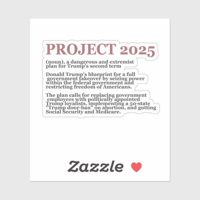 Pro Democracy Anti Project 2025 Republican Trump  Sticker (Sheet)