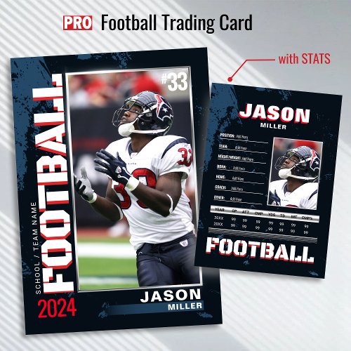 PRO Football Card with Stats Player Trading Card 