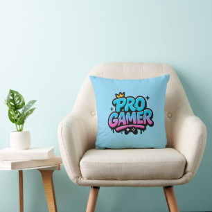 PRO GAMER Graffiti Logo Throw Pillow
