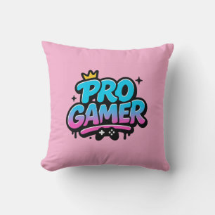PRO GAMER Graffiti Logo Throw Pillow