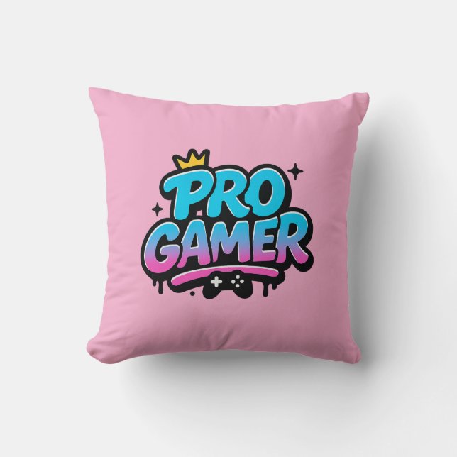 PRO GAMER Graffiti Logo Throw Pillow (Front)