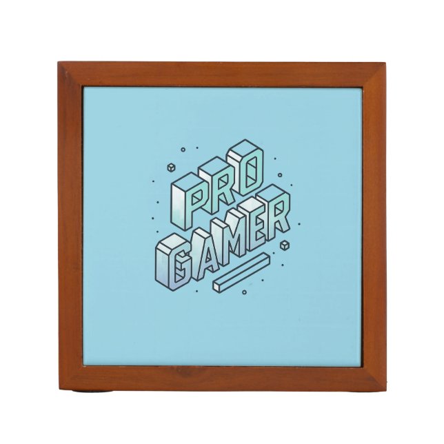 PRO GAMER — Isometric 3D Block Letter Logo Desk Organizer (Front)