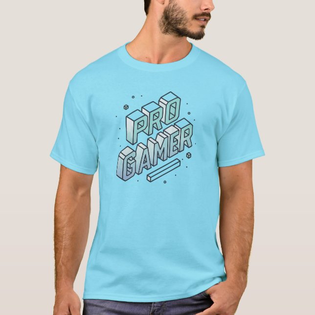 PRO GAMER — Isometric 3D Block Letter Logo T-Shirt (Front)