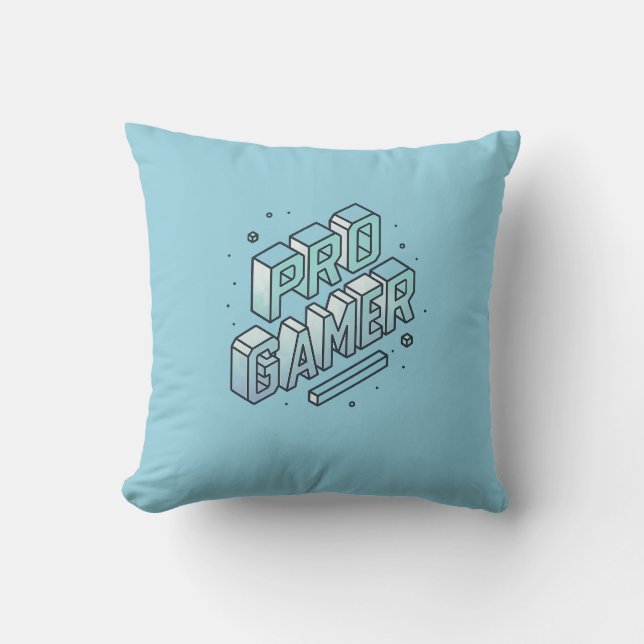 PRO GAMER — Isometric 3D Block Letter Logo Throw Pillow (Front)