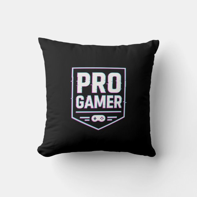 PRO GAMER — Neon Glitch Shield Throw Pillow (Front)