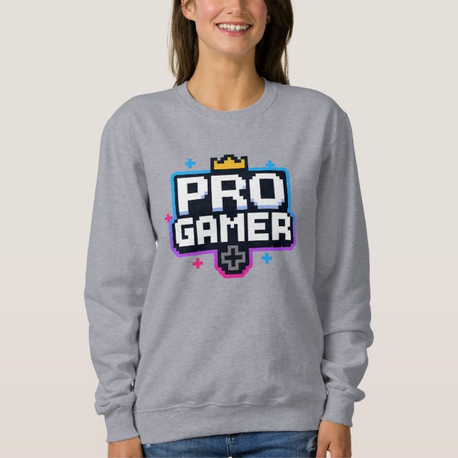 PRO GAMER — Pixel Art 8-Bit Badge Sweatshirt (Front)