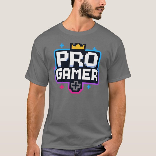 PRO GAMER — Pixel Art 8-Bit Badge T-Shirt (Front)