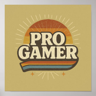 PRO GAMER — Vintage Sunset Badge Poster