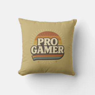 PRO GAMER — Vintage Sunset Badge Throw Pillow