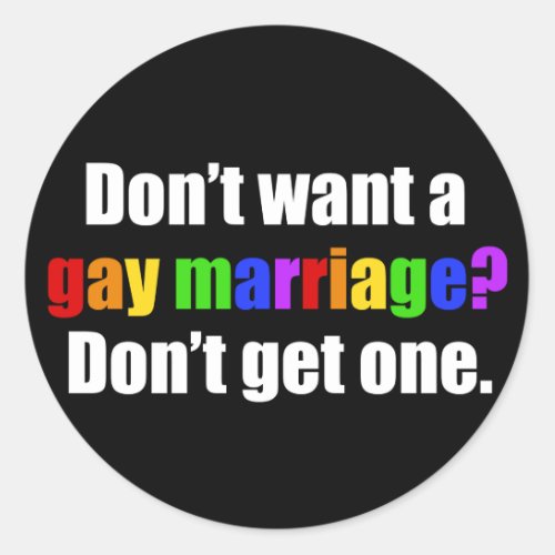 Pro Gay Marriage Classic Round Sticker