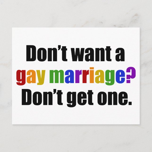 Pro Gay Marriage Rights Postcard (Front)