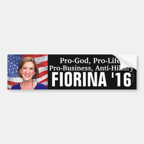 Pro_God Anti_Hillary Carly Fiorina 2016 Bumper Sticker