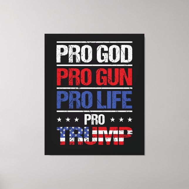 Pro God Pro Gun Pro Life Pro Trump Election Canvas Print (Front)