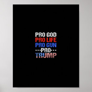 Pro God Pro Life Pro Gun Pro Trump - Patriotic Tru Poster