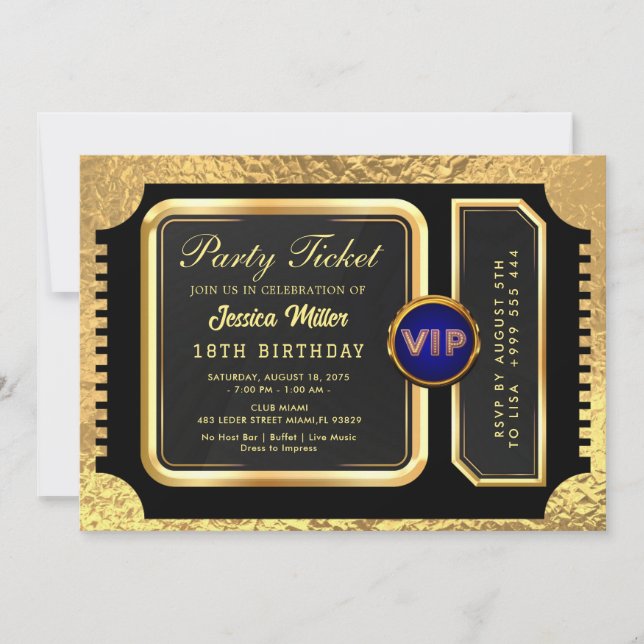 PRO Golden Party Ticket Invitation (Front)