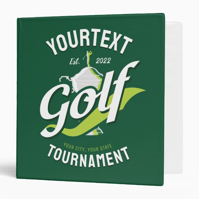 Pro Golfer NAME Golf Trophy Tournament Golfing 3 Ring Binder (Front/Inside)