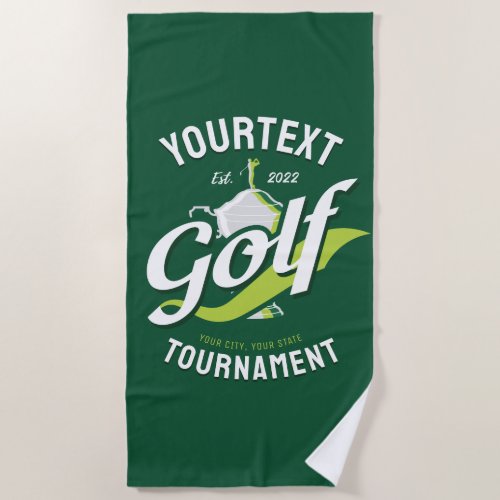 Pro Golfer NAME Golf Trophy Tournament Golfing Beach Towel