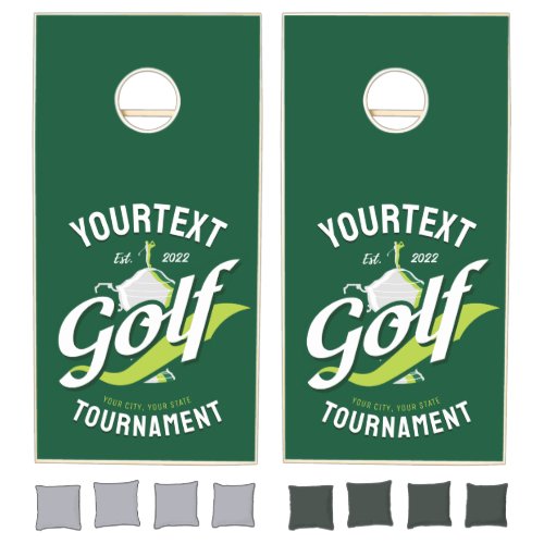 Pro Golfer NAME Golf Trophy Tournament Golfing Cornhole Set