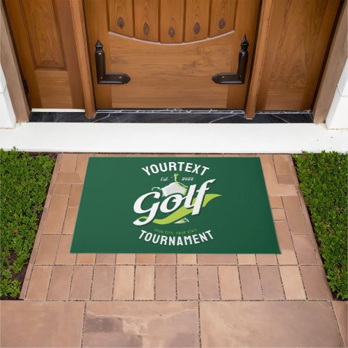 Pro Golfer NAME Golf Trophy Tournament Golfing Doormat