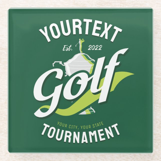 Pro Golfer NAME Golf Trophy Tournament Golfing Glass Coaster (Front)