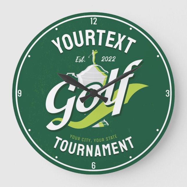 Pro Golfer NAME Golf Trophy Tournament Golfing Large Clock (Front)